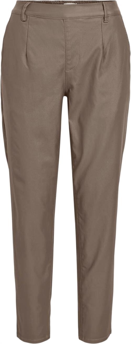 Object Objbelle Lisa Coated Pant Noos Kvinde Fossil/col Bukser Med Smalle Ben Str 42 - hos Magasin