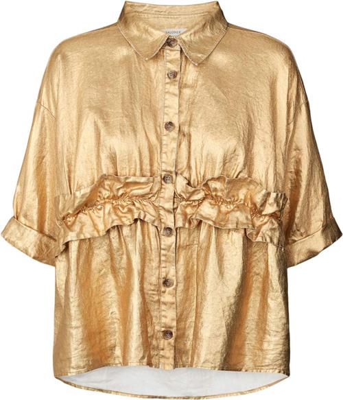 Se Rabens Saloner Midas Gold Blouse Paige Kvinde Gold Kortærmede Bluser Str XS - hos Magasin ved Magasin