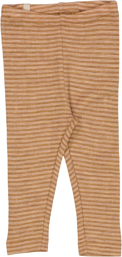 Se Wheat Uld Leggings Str 2 år / 92 cm Uld - Clay Melange Wool Stripe Leggings hos Magasin ved Magasin