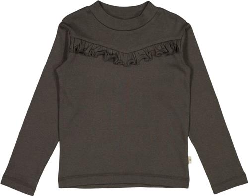 Wheat Rib Tshirt Flæse Str 128/8y - Black Granite Langærmede T-shirts Bomuld hos Magasin