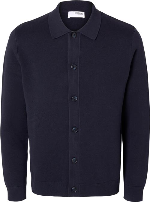 Se Selected Homme Slhmattis LS Knit Polo Cardigan Mand Sky Captain Cardigans Str S - hos Magasin ved Magasin