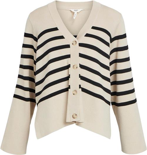 Se Object Objester LS Cardigan A DIV Kvinde Sandshell/black Cardigans Str L - hos Magasin ved Magasin