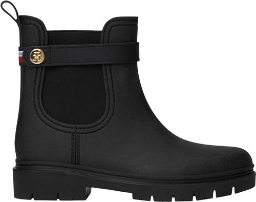 Tommy Hilfiger TH Stud Rubberised Rainboot Kvinde Black Gummistøvler Str 40 - hos Magasin