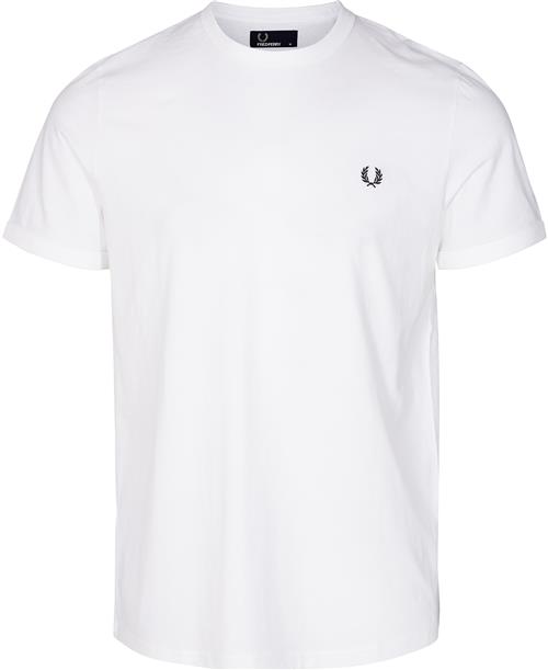 Fred Perry Ringer Tshirt Mand Hvid Kortærmede T-shirts Str M - Bomuld hos Magasin