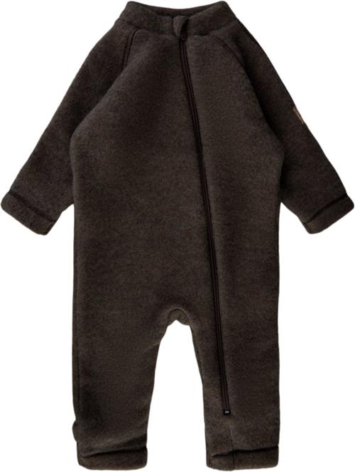 Mikk-Line Wool Baby Suit Str 56 - Dark Brown Melang Køredragter Uld hos Magasin