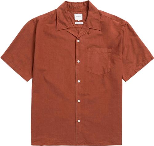 Norse Projects Carsten Cotton Tencel Shirt Mand Red Ochre Kortærmede Skjorter Str M - hos Magasin