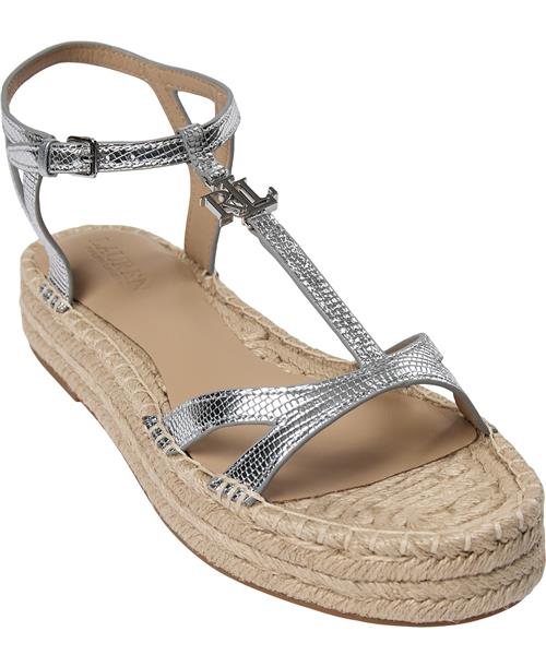 Lauren Ralph Lauren Mtlc Embsd Lizardpayton-es-flt Kvinde Polished Silver Espadrillos Str 36 - hos Magasin