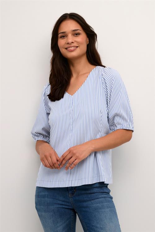 Culture Cuabigail SS Blouse Kvinde Mazarine Blue Kortærmede Bluser Str XS - hos Magasin