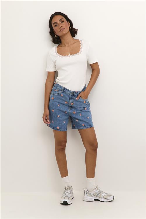 Kaffe Kababeth Denim Shorts Kvinde Light Blue Washed Denim Denim Shorts Str 46 Denim - hos Magasin