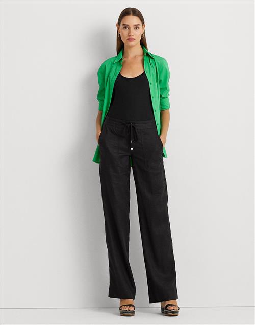 Se Lauren Ralph Lauren Soft Drapey Linenpant Kvinde Sort Hørbukser Str 32 - hos Magasin ved Magasin