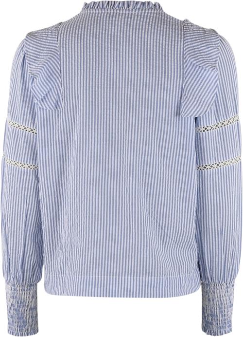 CONTINUE Joey Stripe Kvinde Blue/white Langærmede Bluser Str XL - hos Magasin