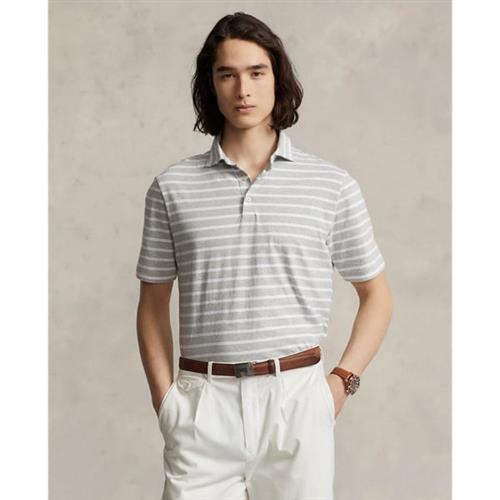 Polo Ralph Lauren Classic Fit Striped Jersey Polo Shirt Mand Grå/hvid Kortærmede Poloer Classic Fit Str S - Bomuld hos Magasin