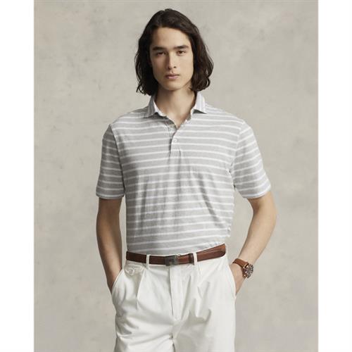 Se Polo Ralph Lauren Classic Fit Striped Jersey Polo Shirt Mand Grå/hvid Kortærmede Poloer Classic Fit Str XXL - Bomuld hos Magasin ved Magasin