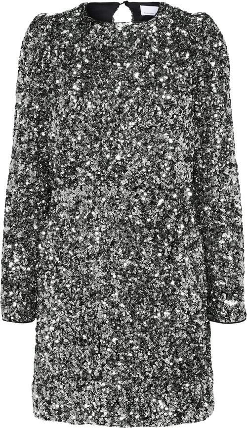 Selected Femme Slfcolyn LS Short Sequins Dress B Kvinde Silver Korte Kjoler Str 36 - hos Magasin