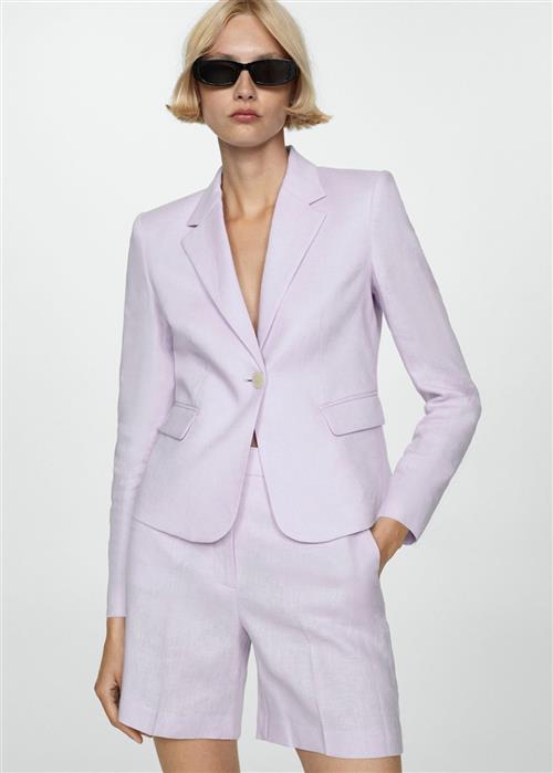 Se MANGO 100% Linen Jacket Kvinde Lt-pastel Purple Blazere Str XS - hos Magasin ved Magasin