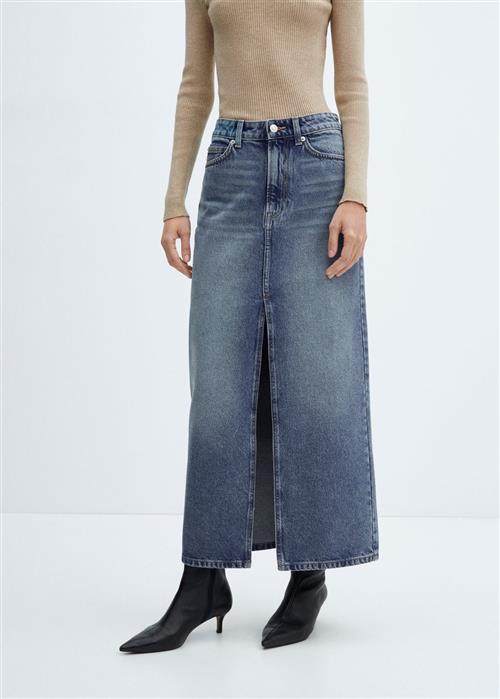 MANGO Long Denim Skirt Kvinde Open Blue Maxi Nederdele Str XS Denim - hos Magasin