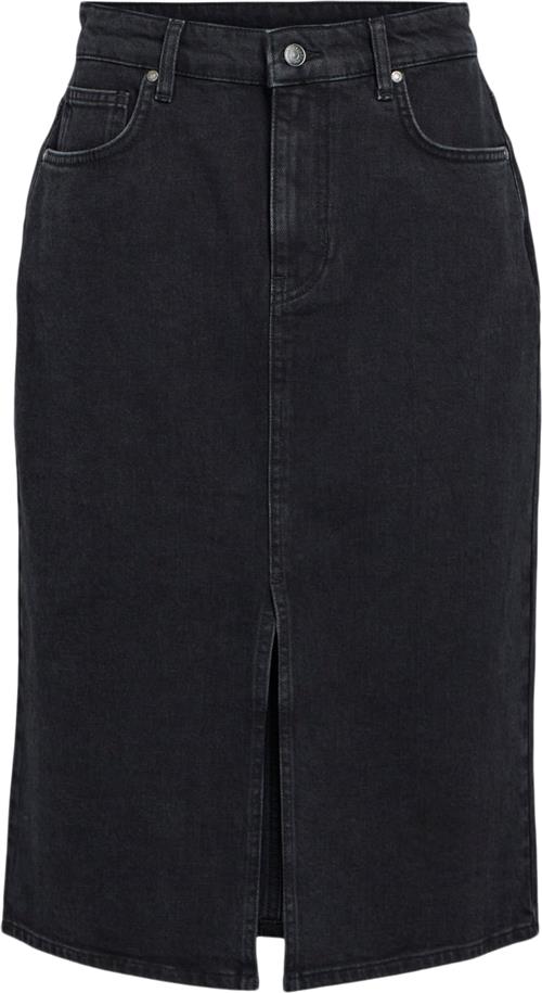 Object Objellen MW Midi Denim Skirt Noos Kvinde Black Denim Midi Nederdele Str M Denim - hos Magasin