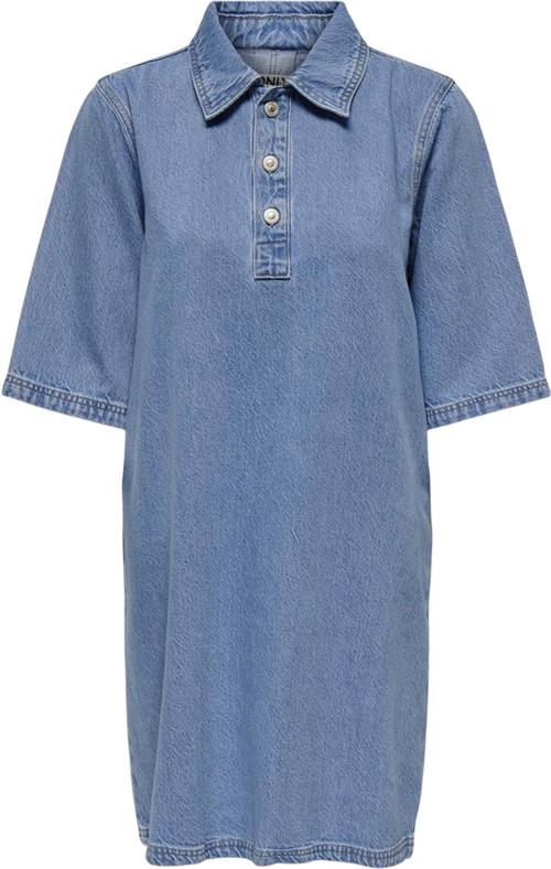 ONLY Onlgry S/S Dress DNM AZG Kvinde Light Blue Denim Korte Kjoler Regular Fit Str XS - Bomuld hos Magasin