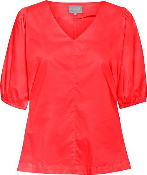 Culture Cuantoinett SS Blouse Kvinde Fiery Red Kortærmede Bluser Str S - hos Magasin