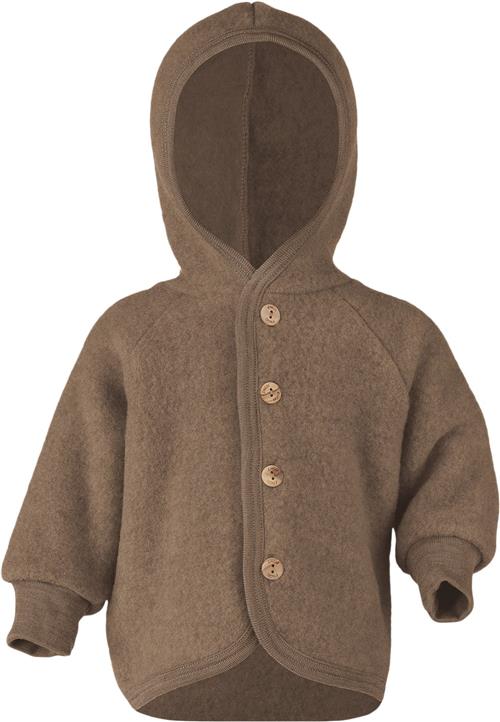 Engel Natur Hooded Jacket, With Wooden Buttons, IVN Best Str 62-68 - Valnød Bluser & Cardigans I Uld hos Magasin