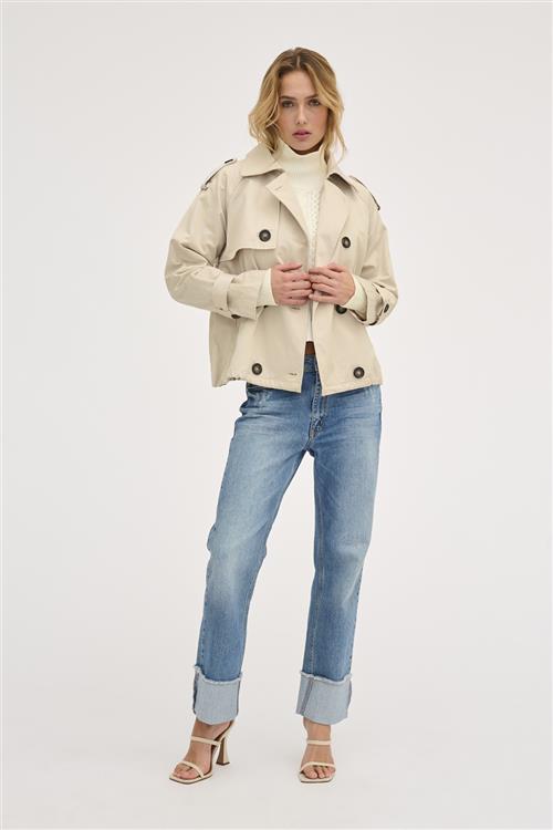 My Essential Wardrobe Miramw Short Trenchcoat Kvinde Oatmeal Overgangsjakker Str 34 - hos Magasin