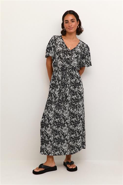 Kaffe Kaamber Long Dress Kvinde Black/white Graphic Snake Maxi Kjoler Str 40 - hos Magasin