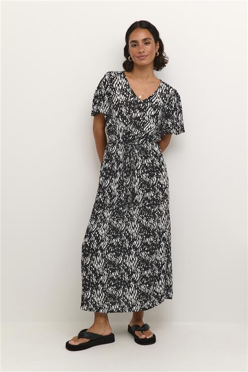 Kaffe Kaamber Long Dress Kvinde Black/white Graphic Snake Maxi Kjoler Str 36 - hos Magasin