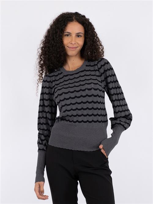 Se Neo Noir Dary Stitch Knit Blouse Kvinde Dark Grey Sweaters Str 38 - hos Magasin ved Magasin