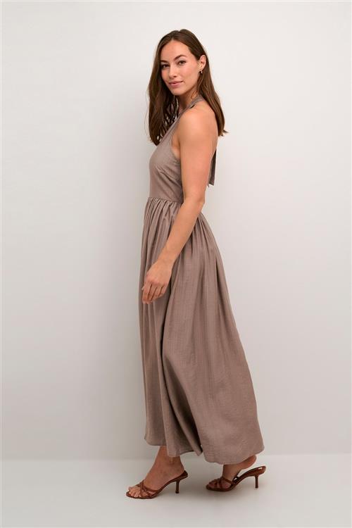 Culture Cuamino Halterneck Dress Kvinde Taupe Gray Maxi Kjoler Str L - hos Magasin