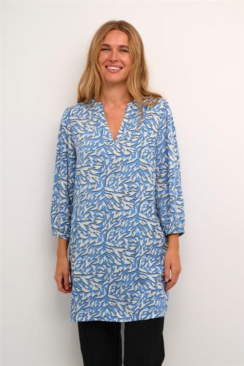 Kaffe Kajetta Tunic Kvinde Blue/white Graphic Animal Tunikaer Str 44 - hos Magasin