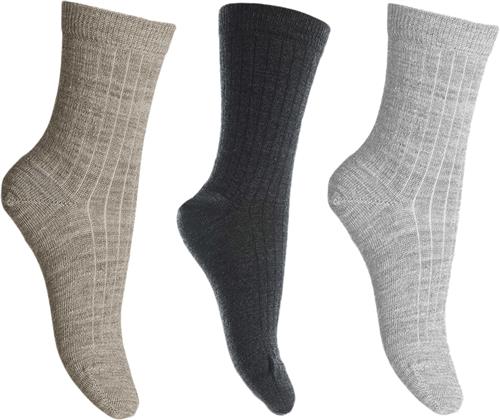 Se mpKids Wool rib Socks 3-pack Str 25/28 - Grå Strømper Uld hos Magasin ved Magasin