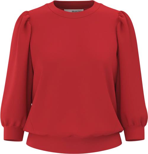 Selected Femme Slftenny 3/4 Sweat TOP Noos Kvinde Flame Scarlet Kortærmede Bluser Loose Fit Str L - hos Magasin