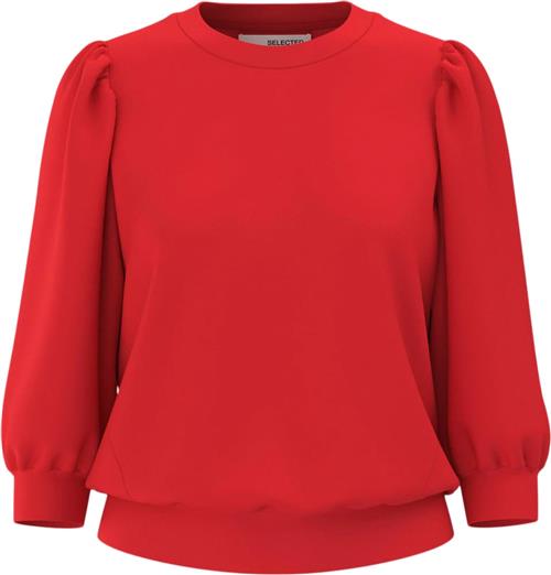 Selected Femme Slftenny 3/4 Sweat TOP Noos Kvinde Flame Scarlet Sweatshirts Loose Fit Str L - hos Magasin