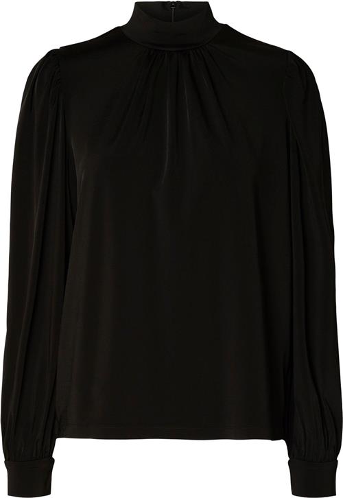 Se Selected Femme Slfsaya LS High Neck TOP Kvinde Sort Langærmede Bluser Str XS - hos Magasin ved Magasin