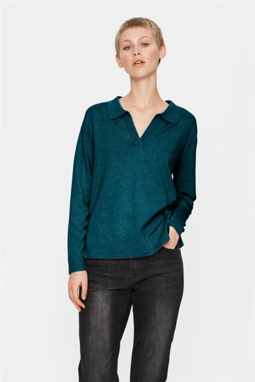 Se Saint Tropez Milasz Polo Pullover Kvinde Stargazer Melange Langærmede Bluser Str XL - hos Magasin ved Magasin