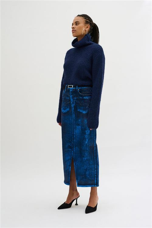 My Essential Wardrobe Meenamw Knit Rollneck Kvinde Dark Sapphire Blue Sweaters Str XS - hos Magasin