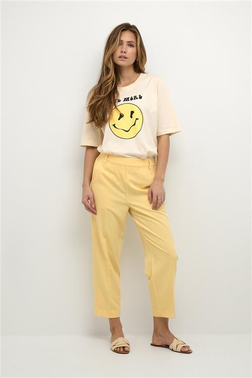 Kaffe Kasakura HW Cropped Pants Kvinde Pale Banana Bukser Med Lige Ben Str 44 - hos Magasin