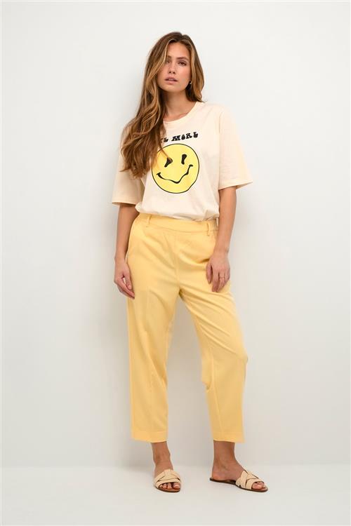 Kaffe Kasakura HW Cropped Pants Kvinde Pale Banana Bukser Med Lige Ben Str 34 - hos Magasin