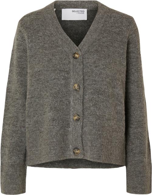 Se Selected Femme Slfmaline NEW LS Knit Short Cardi N Kvinde Grå Cardigans Str XS - hos Magasin ved Magasin