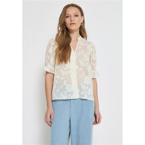 Minus Msrekira Vneck Blouse Kvinde Light Birch Kortærmede Skjorter Str 44 - hos Magasin