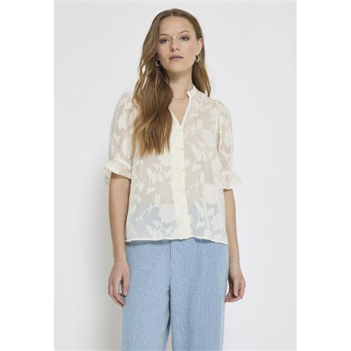 Minus Msrekira Vneck Blouse Kvinde Light Birch Kortærmede Skjorter Str 36 - hos Magasin