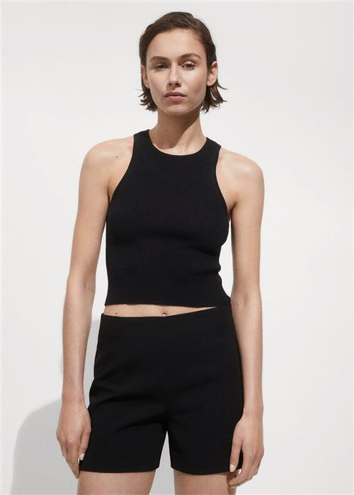 MANGO Ribbed Knit top Kvinde Black Tanktoppe Str XS - hos Magasin