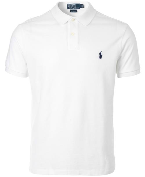 Polo Ralph Lauren Slim Fit Mesh Polo Shirt Mand Hvid Kortærmede Poloer Slim Fit Str XL - hos Magasin