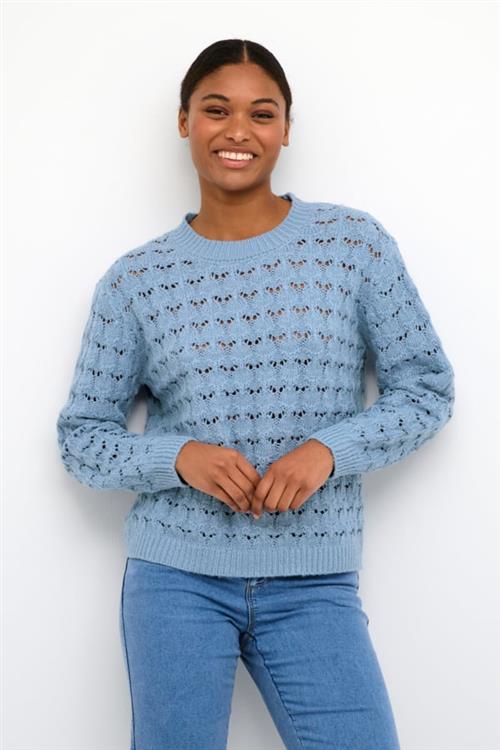 Kaffe Kaelena Knit Pullover Kvinde Faded Denim Sweaters Str XS - Denim hos Magasin