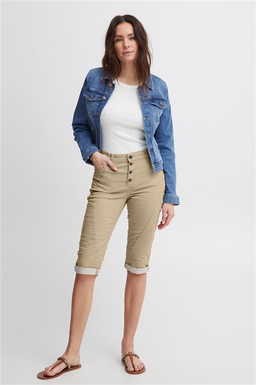 PULZ Jeans Pzrosita HW Capri Pants Kvinde White Pepper Læderbukser Str 40 - hos Magasin