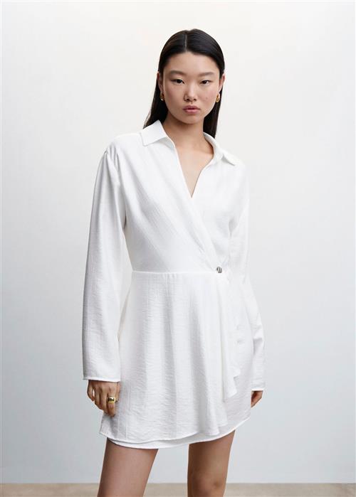 MANGO Button Wrap Dress Kvinde White Korte Kjoler Str XS - hos Magasin