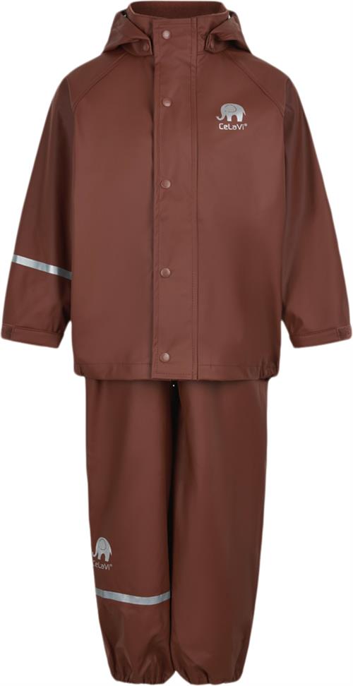 Se CeLaVi Basic Rainwear set Solid PU Str 140 Unisex - Tortoise Shell Regntøj hos Magasin ved Magasin