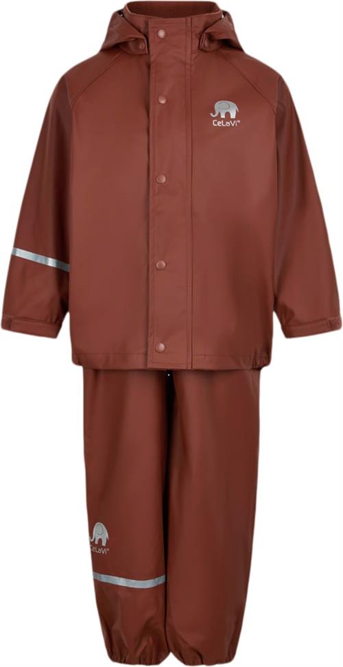 CeLaVi Basic Rainwear set Solid PU Str 90 Unisex - Tortoise Shell Regntøj hos Magasin