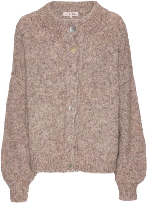 Se A-VIEW Patrisia Solid Knit Cardigan Kvinde Light Brown Cardigans Str XS - hos Magasin ved Magasin