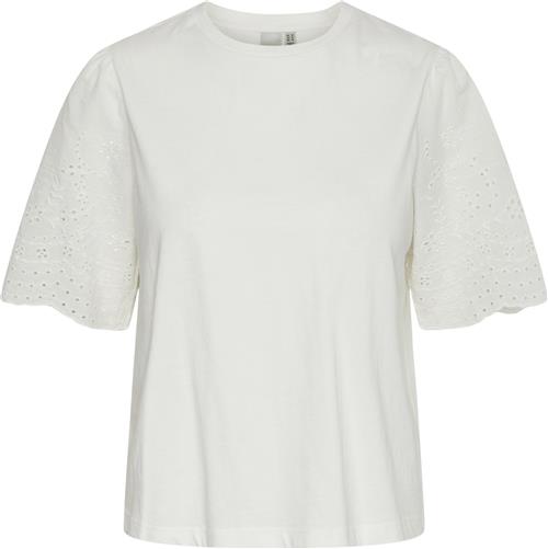 YAS Yaslex SS TOP W. EMB Sleeves S. NOO Kvinde Grøn Kortærmede Bluser Str S - hos Magasin